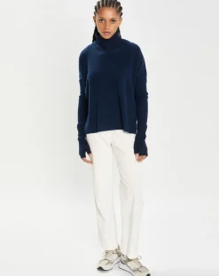 Femme Cashmere Tribu Mitaines 100% Cachemire poignets en côtes Mindy navy