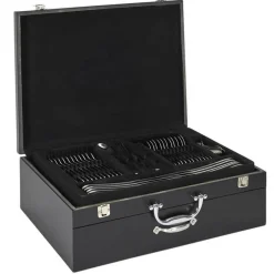 New Cook Concept Ménagère avec coffret en bois & tiroir noire - 84 pièces