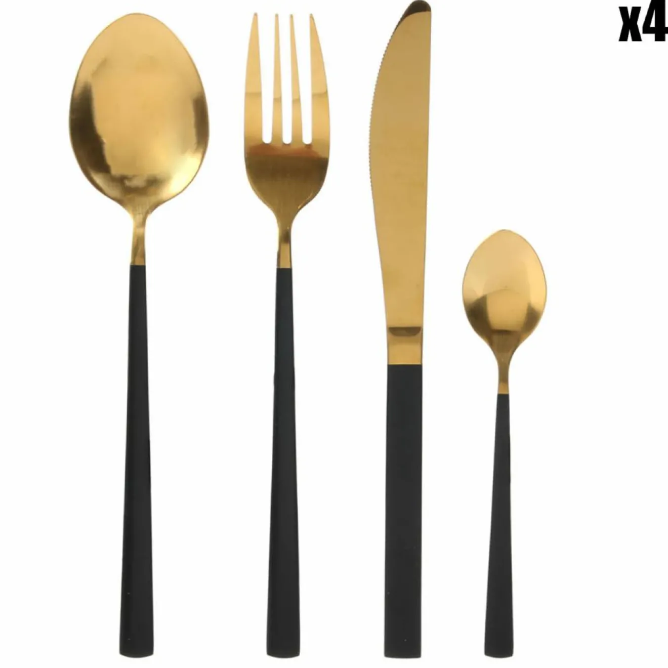 Clearance Home Deco Factory Ménagère noir/doré - 16 pièces