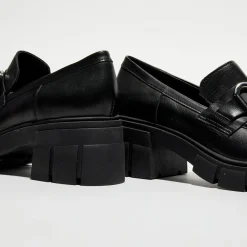 Femme Galeries Lafayette Mocassins en Cuir Bijoux noirs - Talon 6 cm