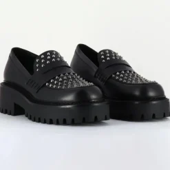 Outlet Vic Matie Mocassins en Cuir noirs - Talon 5 cm