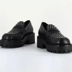 Outlet Vic Matie Mocassins en Cuir noirs - Talon 5 cm