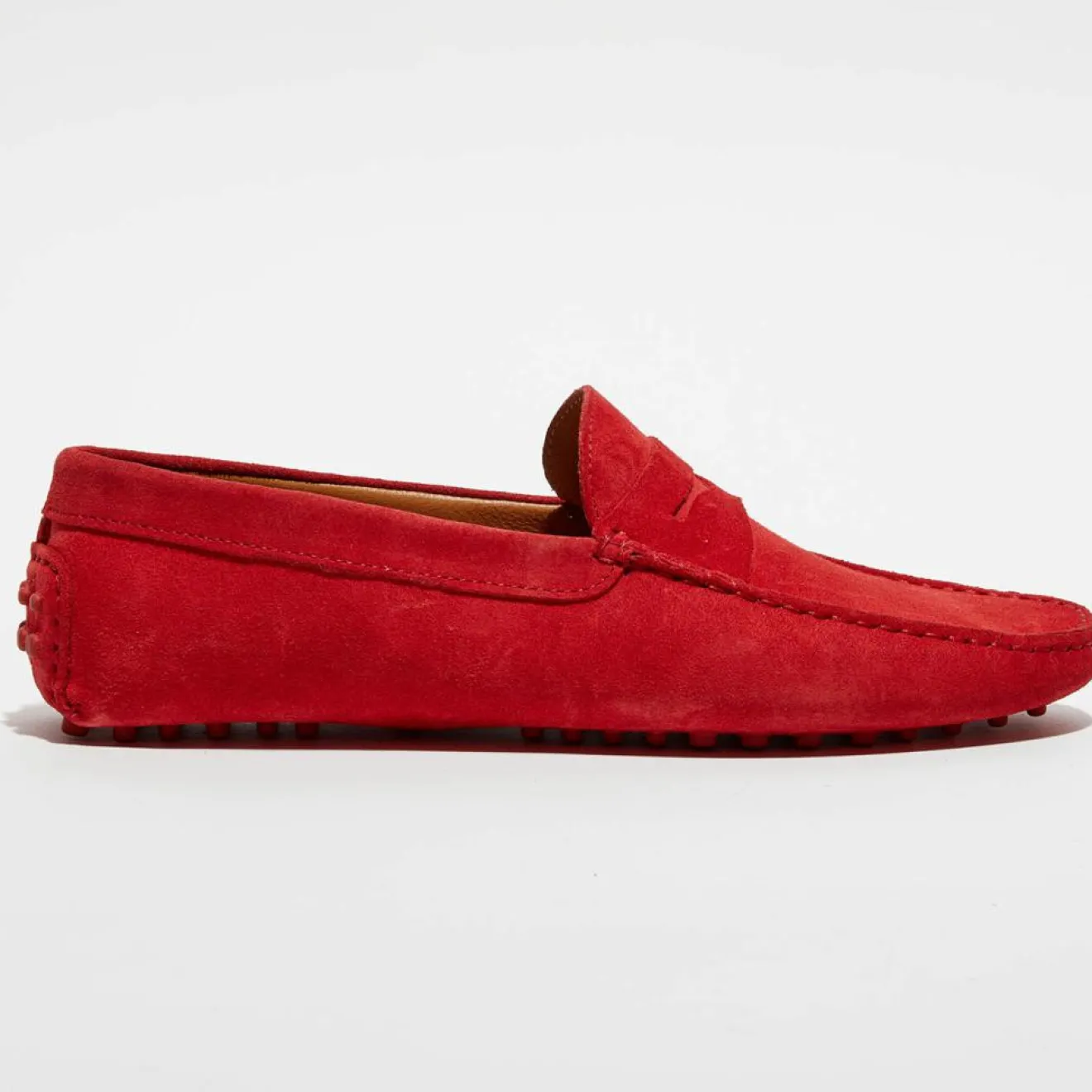 Homme Loafers Mocassins en Velours de Cuir Martin rouges