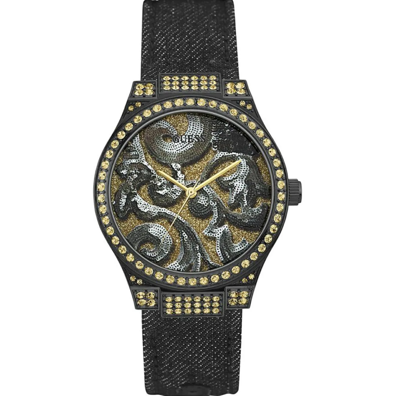 Femme Guess Montre Femme Baroque en Tissu noire