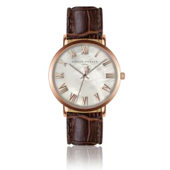 Femme Amelia Parker Montre Femme Classique en Cuir marron
