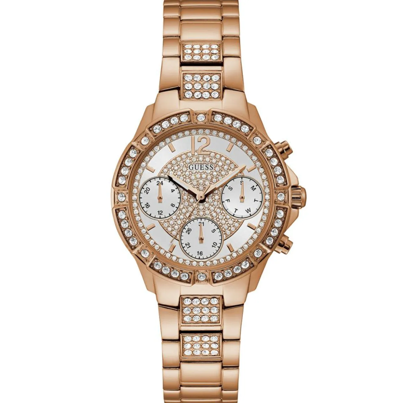 Online Guess Montre Femme en Acier & Cristaux Roxy rose doré
