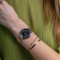 New Amelia Parker Montre Femme en Acier Grand rose doré