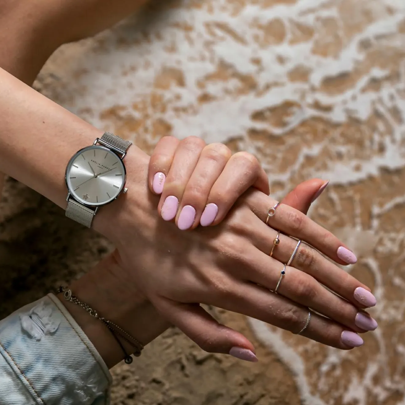 Clearance Amelia Parker Montre Femme en Acier Pure argentée