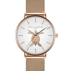Amelia Parker Montre Femme en Acier Rose Turtle rose doré