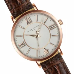 Femme Amelia Parker Montre Femme en Cuir Petite Classique marron