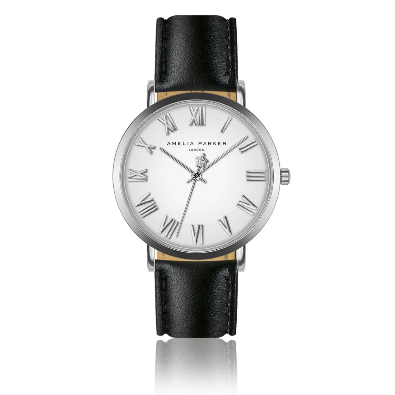 Sale Amelia Parker Montre Femme Grand Blanc en Cuir noire