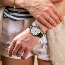 Sale Amelia Parker Montre Femme Grand Blanc en Cuir noire