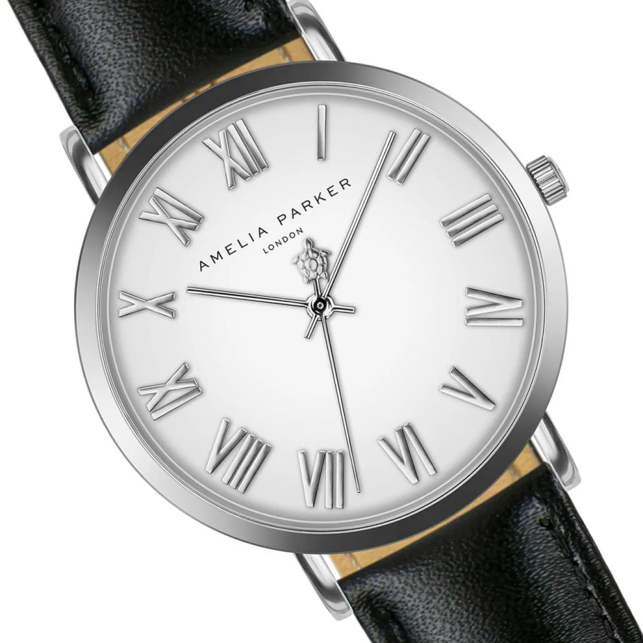 Sale Amelia Parker Montre Femme Grand Blanc en Cuir noire