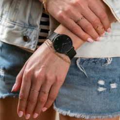 Femme Amelia Parker Montre Femme Jet Black en Acier noire