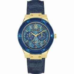 Hot Guess Montre Femme Jet Setter en Cuir & Synthétique bleue