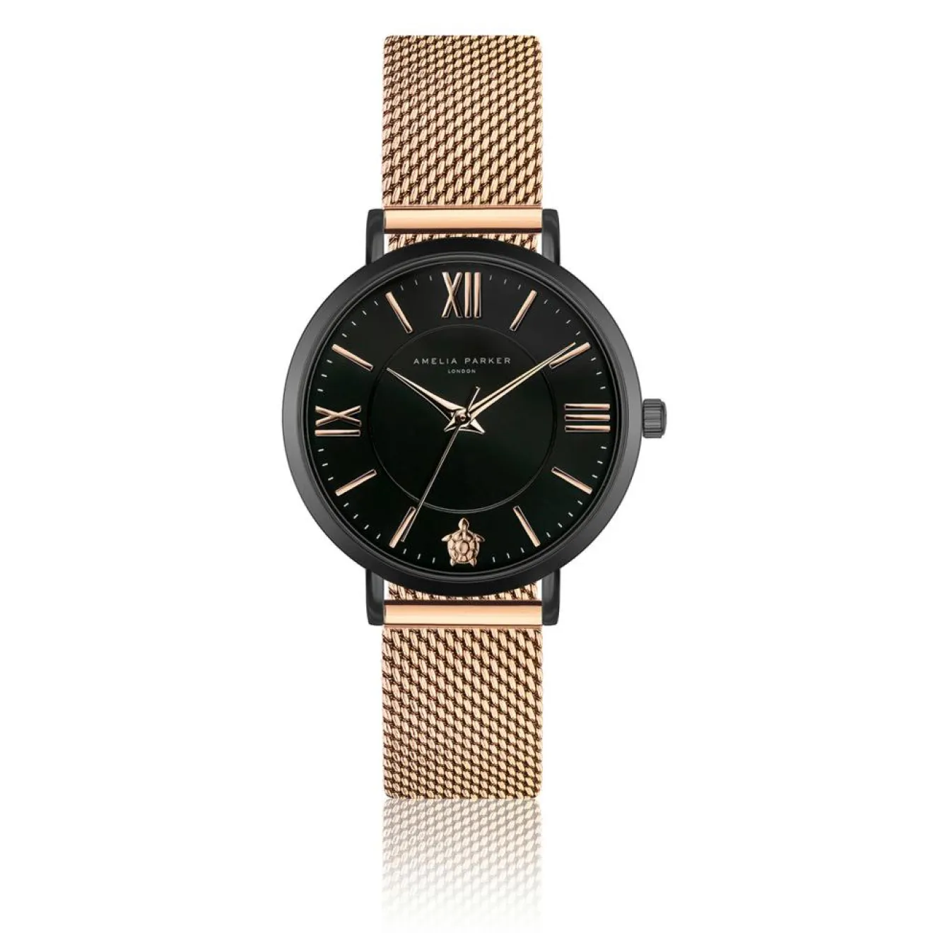 Femme Amelia Parker Montre Femme Petite Noir en Acier rose doré