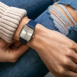 Femme Amelia Parker Montre Femme Plaza en Cuir bleu foncé