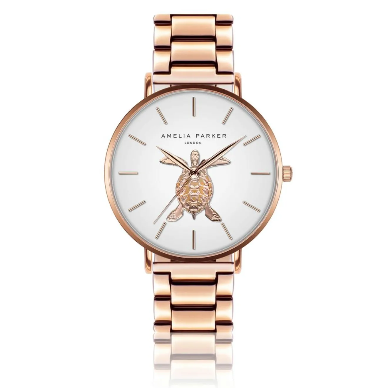 Femme Amelia Parker Montre Femme Rose Turtle en Acier rose doré