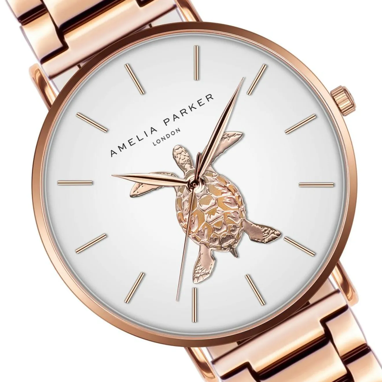 Femme Amelia Parker Montre Femme Rose Turtle en Acier rose doré