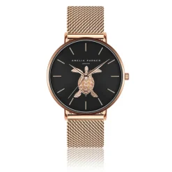 Outlet Amelia Parker Montre Femme Sea Turtle en Acier rose doré