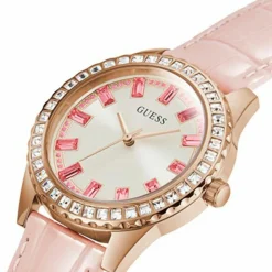 New Guess Montre Femme Sparkling en Cuir rose
