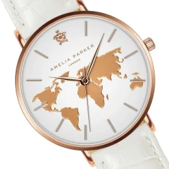 Femme Amelia Parker Montre Femme Vacation en Cuir blanche