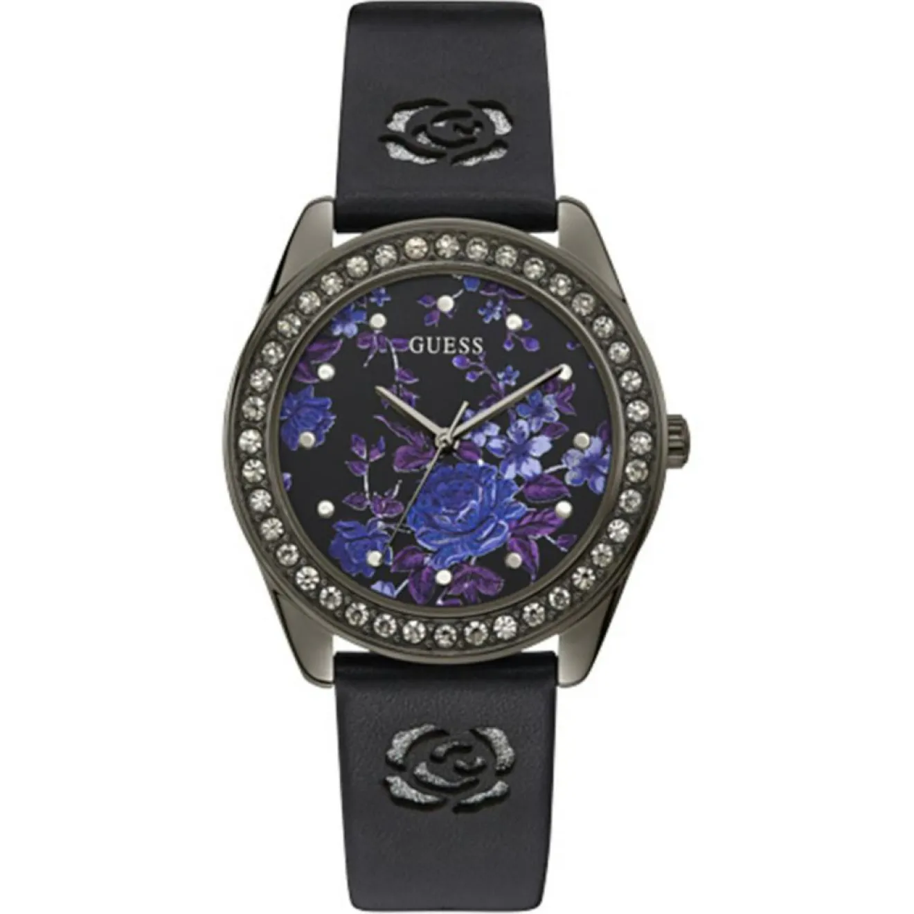 Femme Guess Montre Femme Violet en Cuir noire