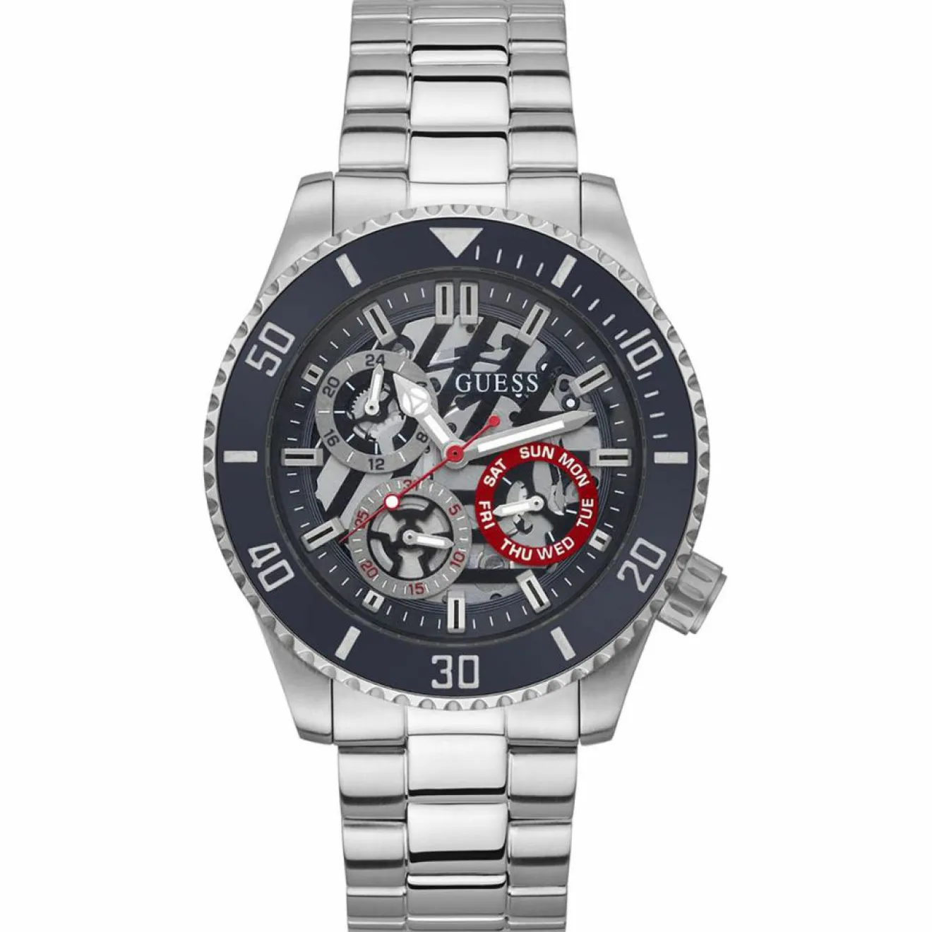 Homme Guess Montre Homme Axle en Acier argentée
