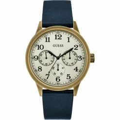 Homme Guess Montre Homme Boulder en Cuir bleue