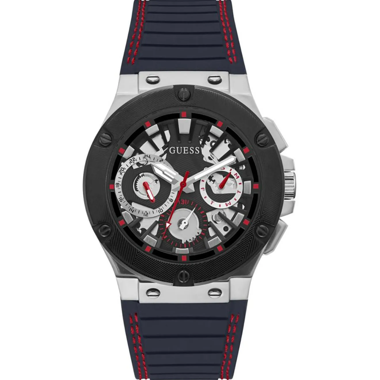 Outlet Guess Montre Homme Circuit en Silicone noire
