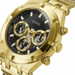 Online Guess Montre Homme Continental en Acier dorée