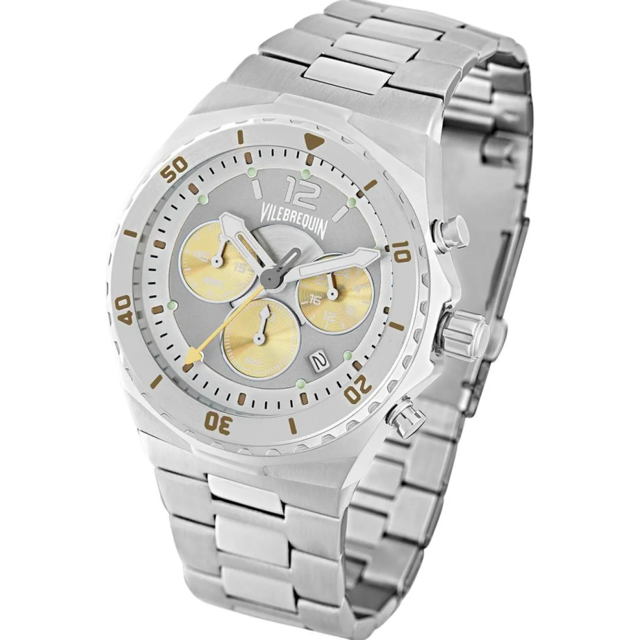 Homme Vilebrequin Montre Homme en Acier Chronographe argentée