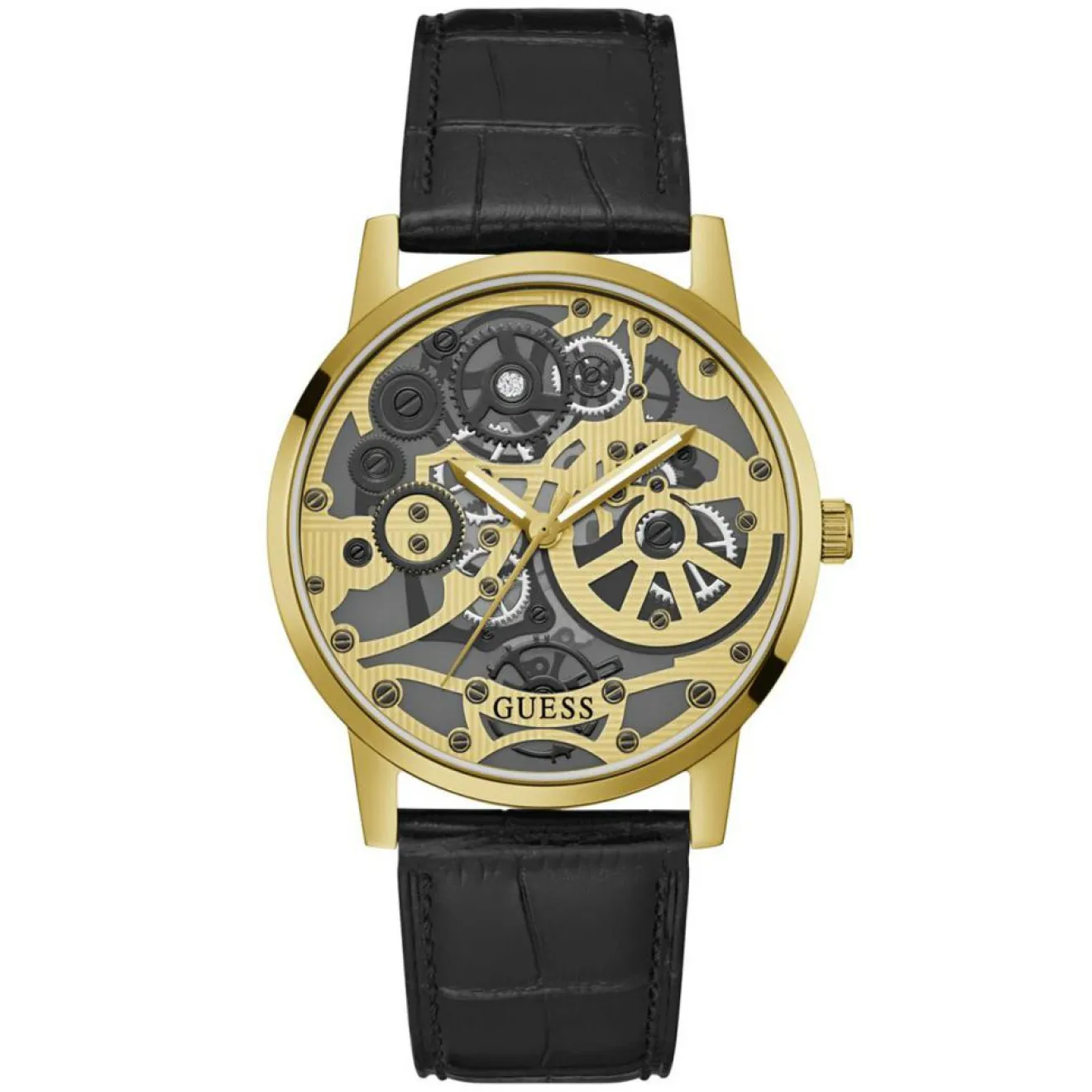 Homme Guess Montre Homme Gadget en Cuir noire