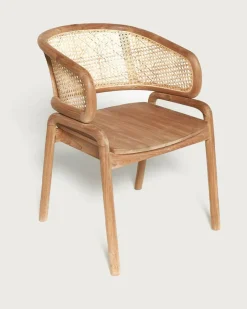 Uniqka Moon - Chaise en teck massif et cannage rotin