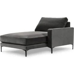 New Mazzini Sofas Méridienne Velours Droite Venus grise - 160x104x90 cm