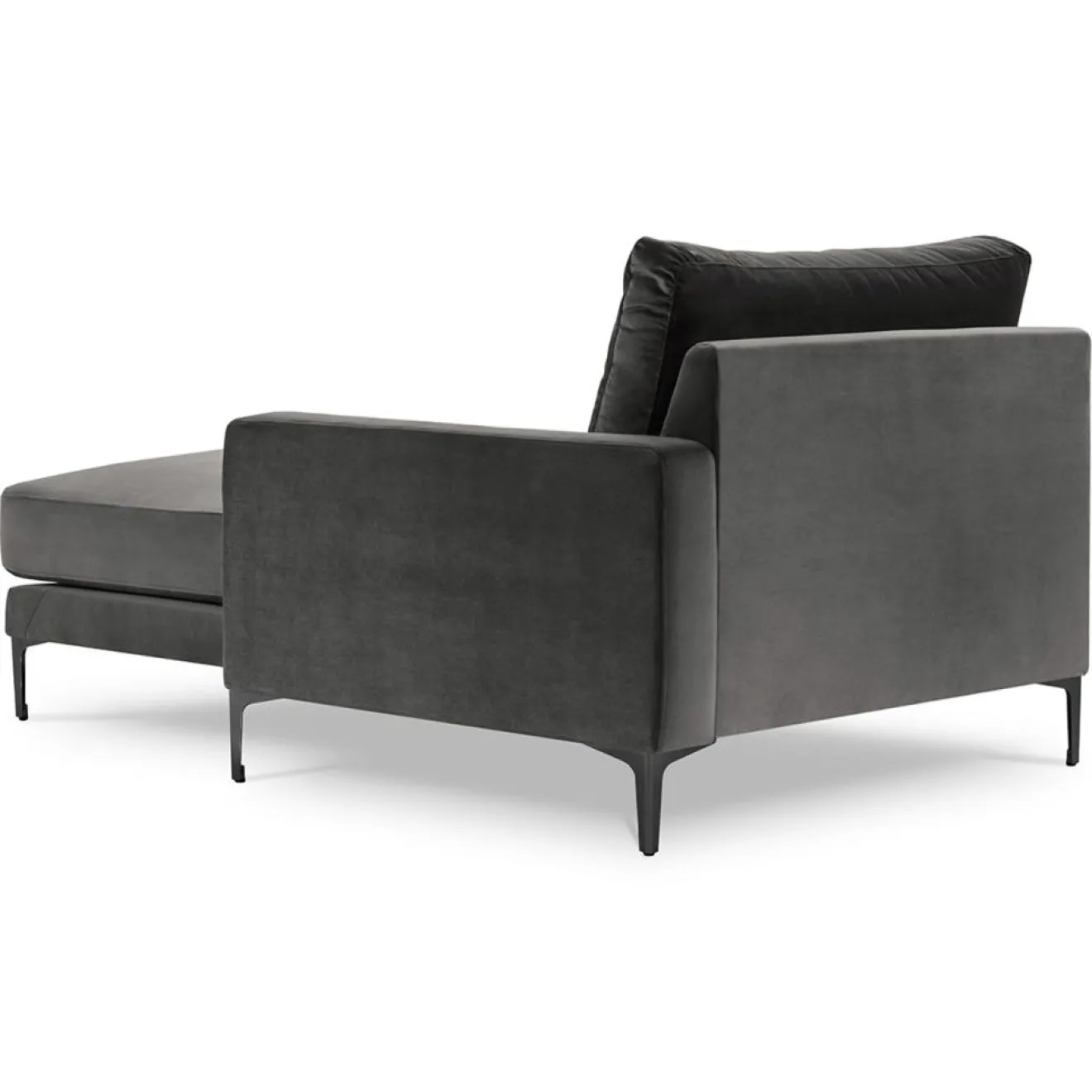 New Mazzini Sofas Méridienne Velours Droite Venus grise - 160x104x90 cm