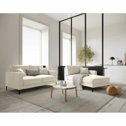 Clearance Mazzini Sofas Méridienne Velours Droite Venus beige clair - 160x104x90 cm