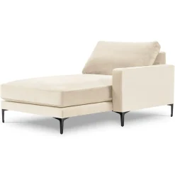 Clearance Mazzini Sofas Méridienne Velours Droite Venus beige clair - 160x104x90 cm
