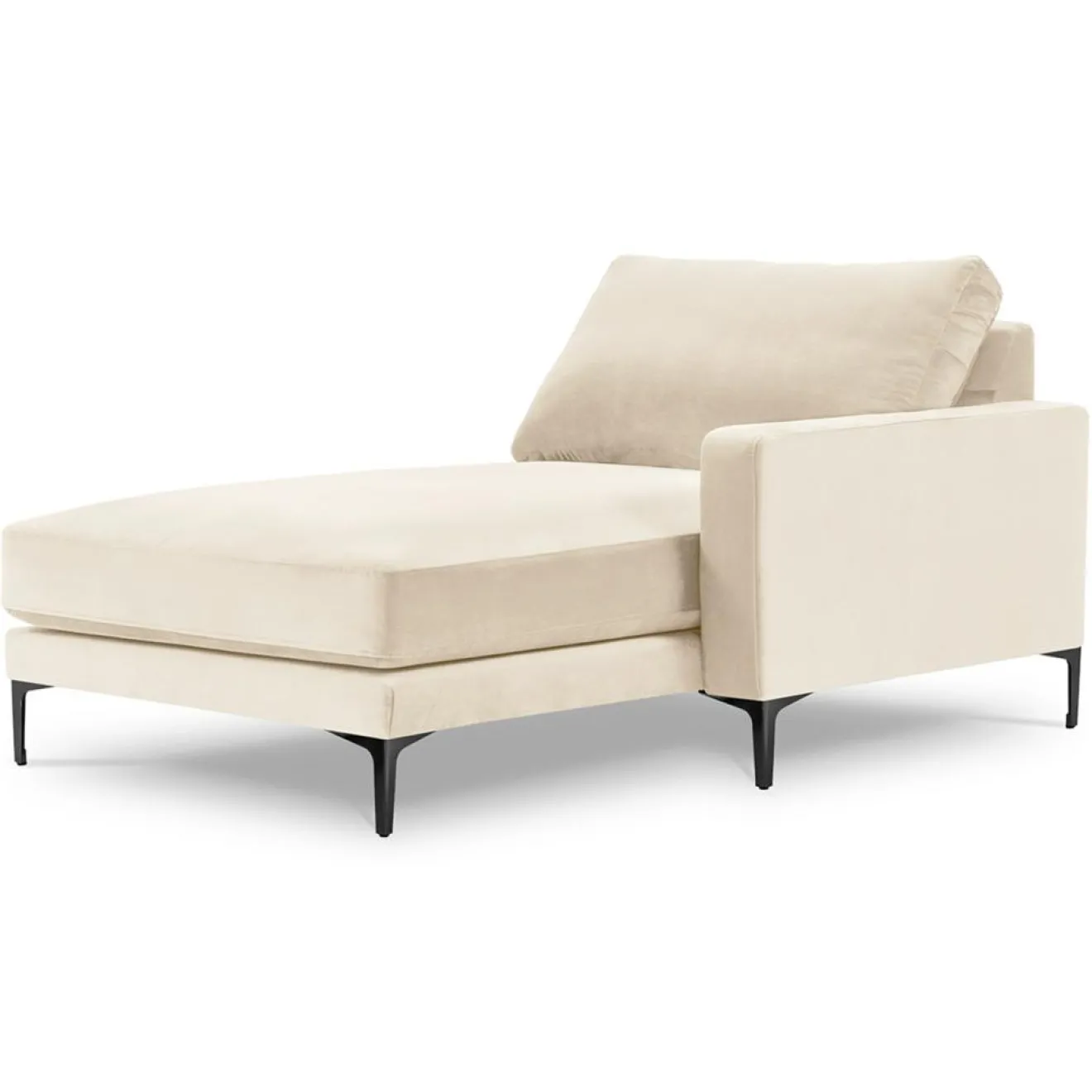 Clearance Mazzini Sofas Méridienne Velours Droite Venus beige clair - 160x104x90 cm