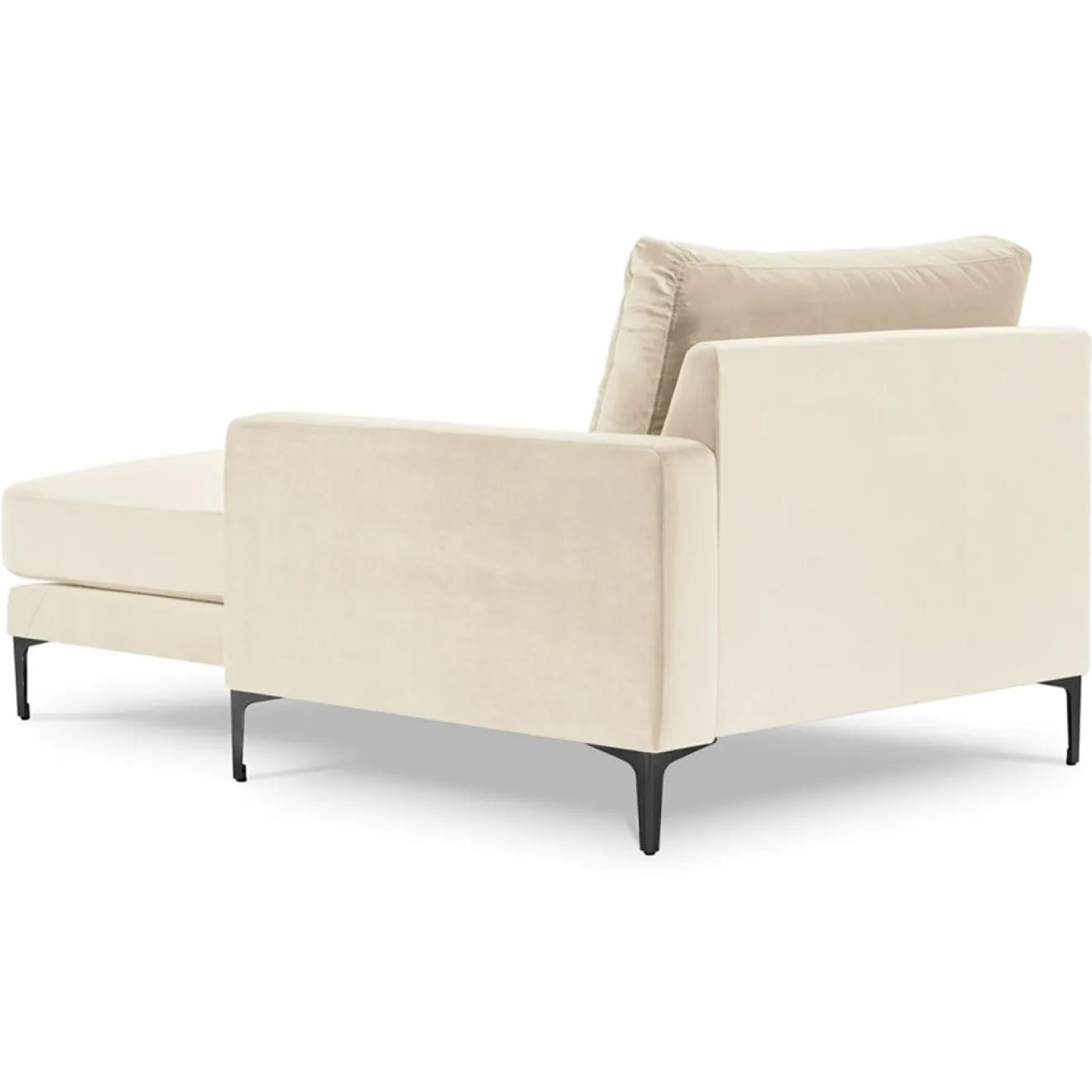 Clearance Mazzini Sofas Méridienne Velours Droite Venus beige clair - 160x104x90 cm