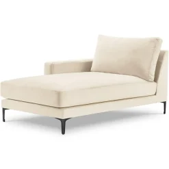 Mazzini Sofas Méridienne Velours Gauche Venus beige clair - 160x104x90 cm
