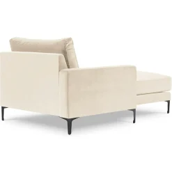Mazzini Sofas Méridienne Velours Gauche Venus beige clair - 160x104x90 cm