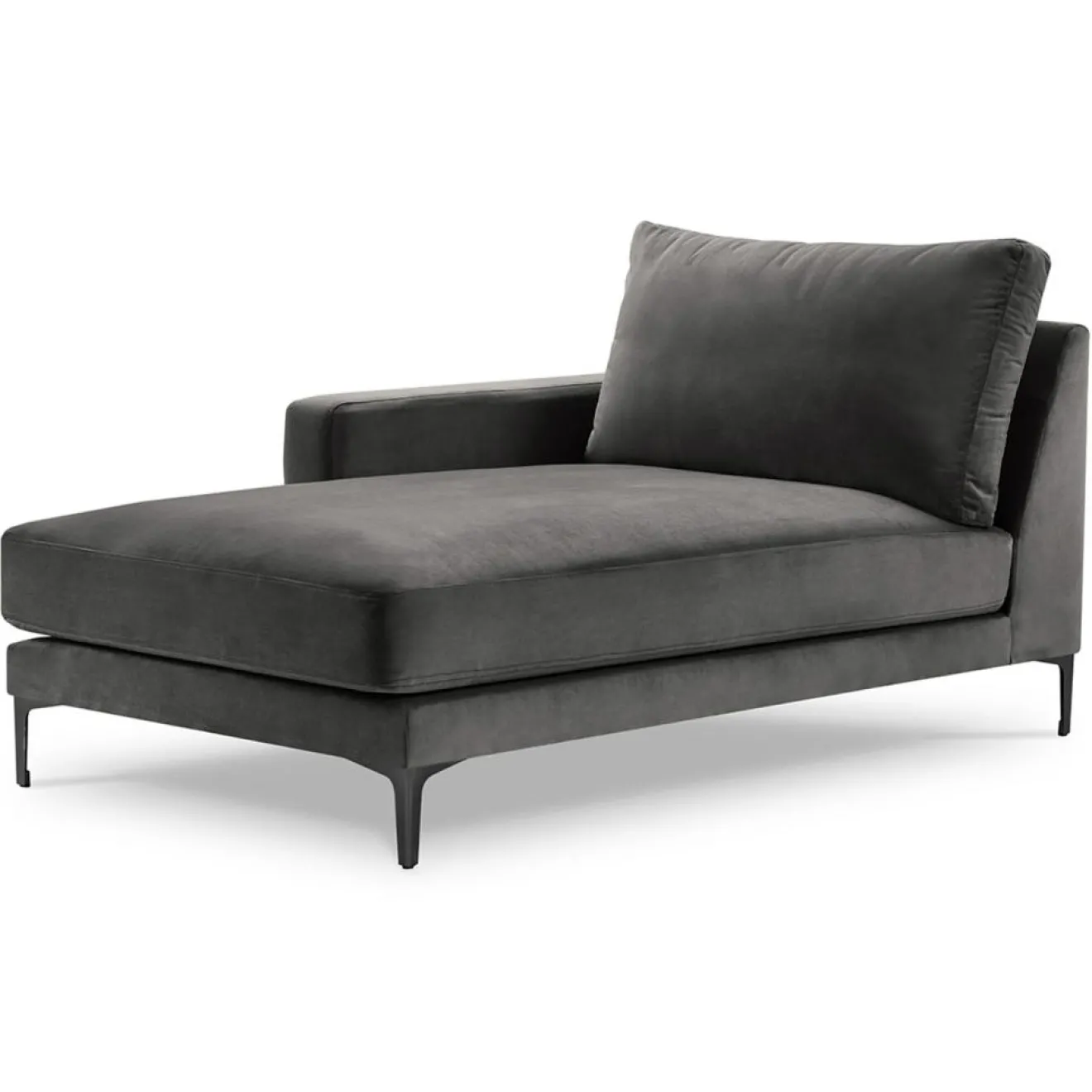 New Mazzini Sofas Méridienne Velours Gauche Venus grise - 160x104x90 cm