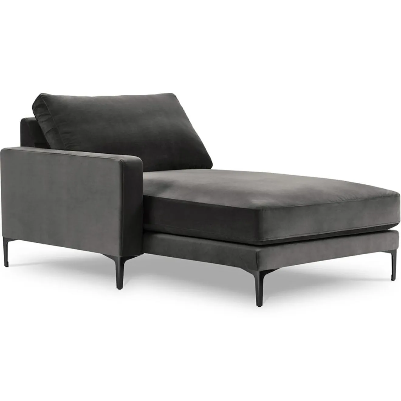 New Mazzini Sofas Méridienne Velours Gauche Venus grise - 160x104x90 cm
