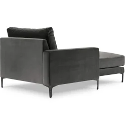 New Mazzini Sofas Méridienne Velours Gauche Venus grise - 160x104x90 cm