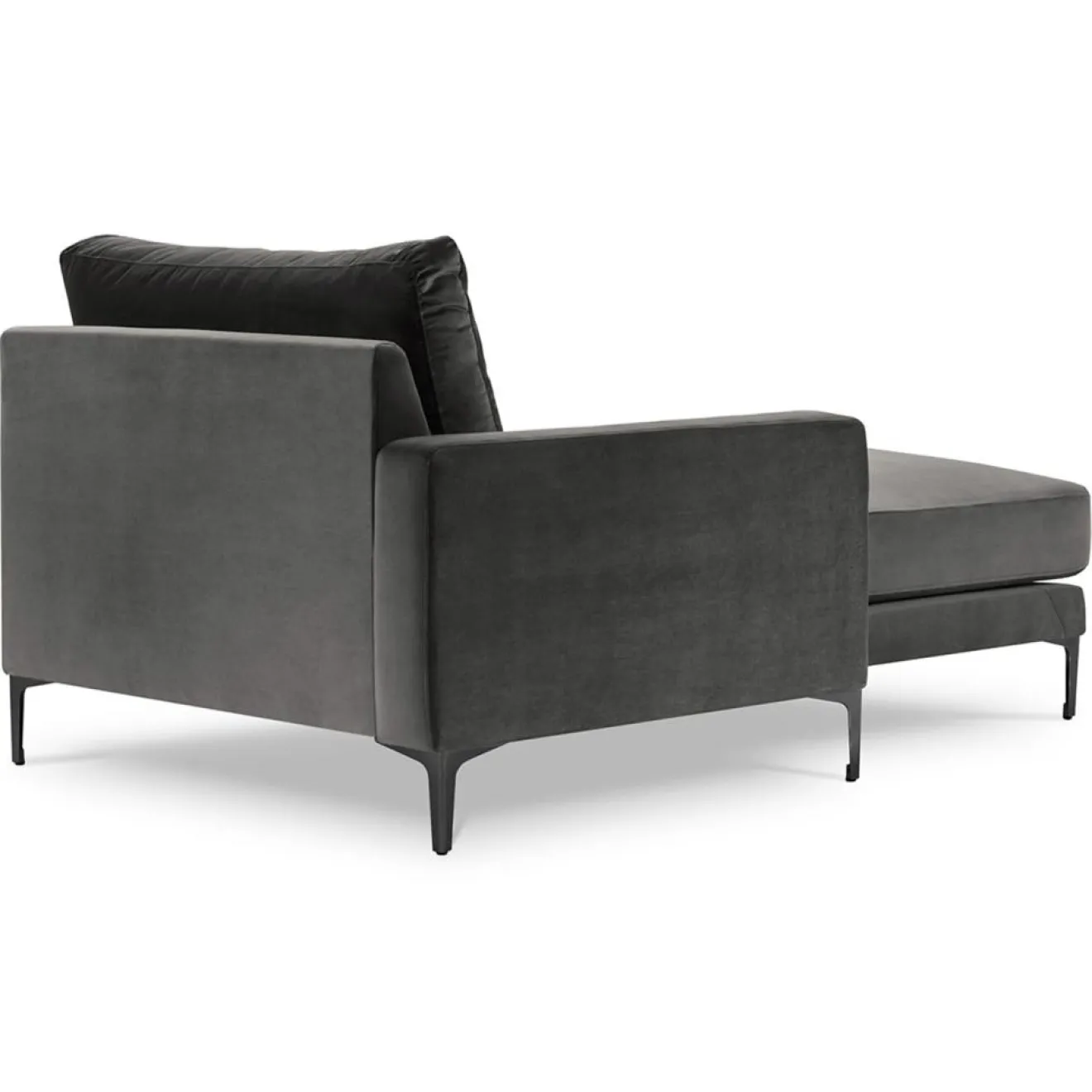 New Mazzini Sofas Méridienne Velours Gauche Venus grise - 160x104x90 cm