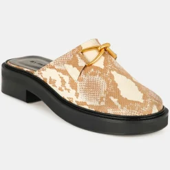 Online By Far Mules en Cuir Sabot beige