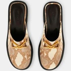 Online By Far Mules en Cuir Sabot beige