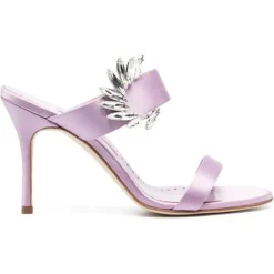 Femme Manolo Blahnik Mules en Satin Chivela lilas - Talon 9 cm