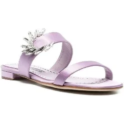 Online Manolo Blahnik Mules en Satin Chivela lilas
